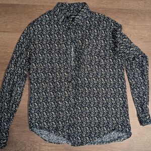Express Men's Navy Floral Shirt